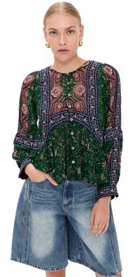 Sea Melba Print Long Sleeve Top Green S