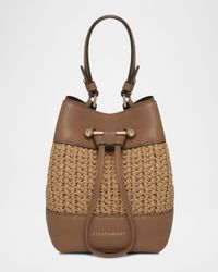 Osette Drawstring Raffia Bucket Bag