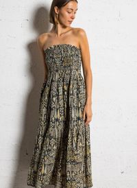 Ba&sh - Robe longue imprimée - Taille 3 - Kaki
