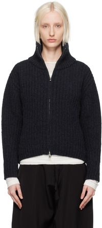 BITE Pull Heritage bleu marine en tricot épais à glissière