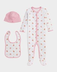 Girl's Polo Bear 3-Piece Gift Set, Size Newborn-9M