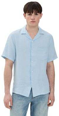 Portuguese Flannel Linen Camp Collar Shirt Sky S