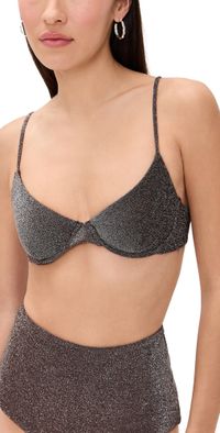 MIKOH Metallic Bosa Bikini Top Metallic Chocolate XL