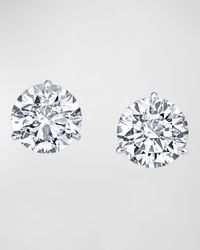 x Christina Adamo 18K White Gold 3-Prong Diamond Martini Stud Earrings, 3tcw, 0.30"L / 0.30"W
