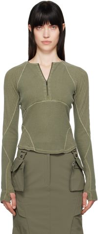 HYEIN SEO Khaki Half-Zip Raglan T-shirt