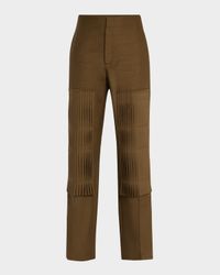 Pleated Patch Straight-Leg Trousers