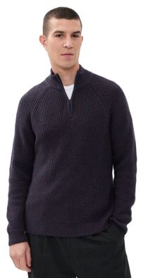 Marine Layer Inverness Quarter Zip Sweater Navy/Red XXL