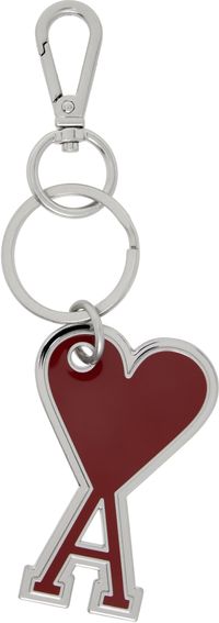 AMI Paris Silver & Burgundy Ami de Coeur Keychain
