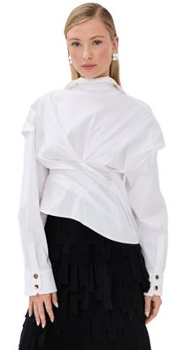 A. W.A. K.E. MODE Twisted Shirt White 40