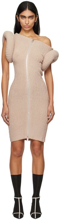 Acne Studios Pink Asymmetric Knit Minidress