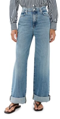 FRAME Le Jane Wide Leg Cuffed Jeans Varsity Blues 26
