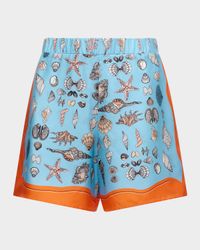 Juvia Seashell-Print Silk Shorts