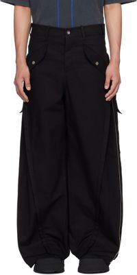 FFFPOSTALSERVICE Pantalon cargo trois façons noir à glissières