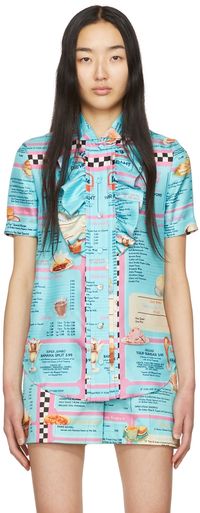 Moschino Blue The Diner Silk Shirt