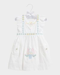 Girl's Eyelet Embroidered Floral Dress, Size 9M-24M