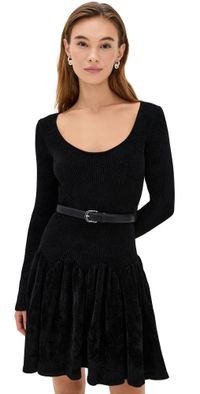 Self Portrait Black Chenille Knit Mini Dress Black S