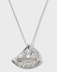 18K White Gold Sailboat Pendant Necklace