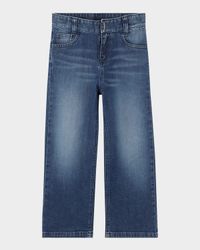 Boy's Logo Embroidered Denim Trousers, Size 8-14