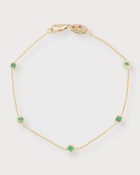 18k Gold 5-Emerald Station Bracelet