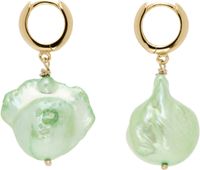 Gohar World Boucles d'oreilles doré et vert à perle baroque - Host