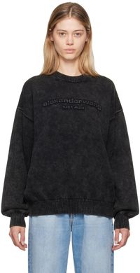 Alexander Wang Black Oversize Logo Sweater