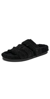 Tory Burch Ines Shearling Sport Slides Perfect Black/Black 9.5