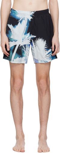 McQueen Black & Blue Lightleak Thistle Swim Short
