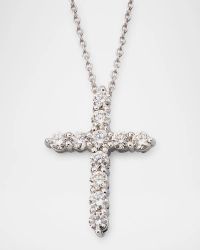 18K White Gold Diamond Cross Necklace, 0.45tcw