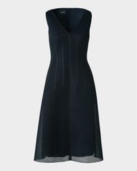 Techno Grid V-Neck Midi Dress