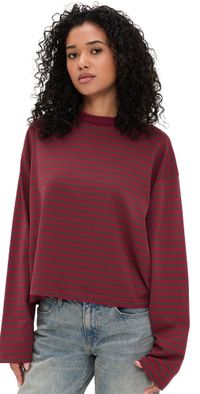 Lioness Bloom Long Sleeve Tee Chocolate Wine Stripe S