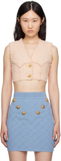 Balmain Pink Cropped Tank Top