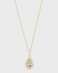 18K Yellow Gold Diamond Tennis Racquet Necklace