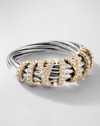 Helena Ring with Diamonds and 18K Gold in Silver, 7.7mm