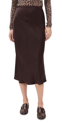 ANINE BING Deep Brown Bar Silk Skirt Dark Brown XS