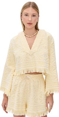 Zimmermann Coco Towelling Hooded Top Yellow/Cream 0P