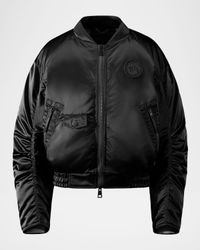 Jade Down Satin Bomber Jacket