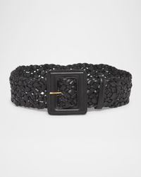 Ceinture Square Buckle Woven Leather Belt