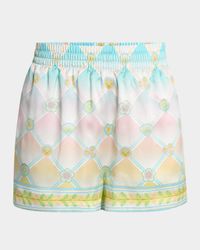 Candy Icons Print Silk Pull-On Shorts
