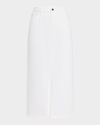 Front-Slit Cotton Midi Skirt