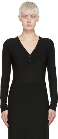 determ; Black Rayon Bodysuit