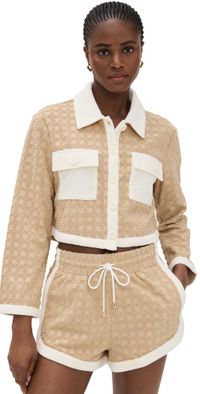 Veronica Beard Jean Zariah Cardigan Stone Khaki XL