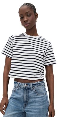 Joe's Jeans The Boxy Tee Milk/Navy Stripe M