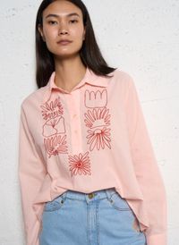 Tinsels - Blouse col classique en coton - Taille L - Rose