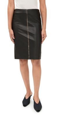 St. Agni Brushed Leather Pencil Skirt Black L