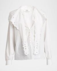 Embroidered Lavallière Cotton Shirt