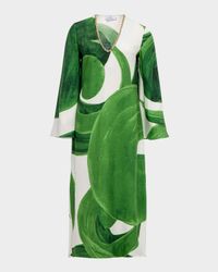 Artemis Embellished Abstract-Print Midi Dress