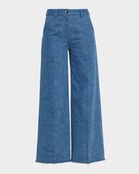 Cropped Wide-Leg Denim Jeans