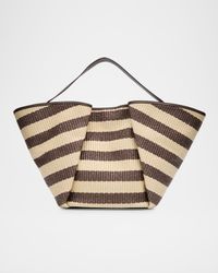 Marine Striped Raffia Tote Bag