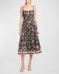 Anisa Ruffled Floral Tiered Sleeveless Midi Dress