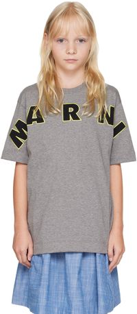 Marni Kids Gray Logo Appliqué T-Shirt